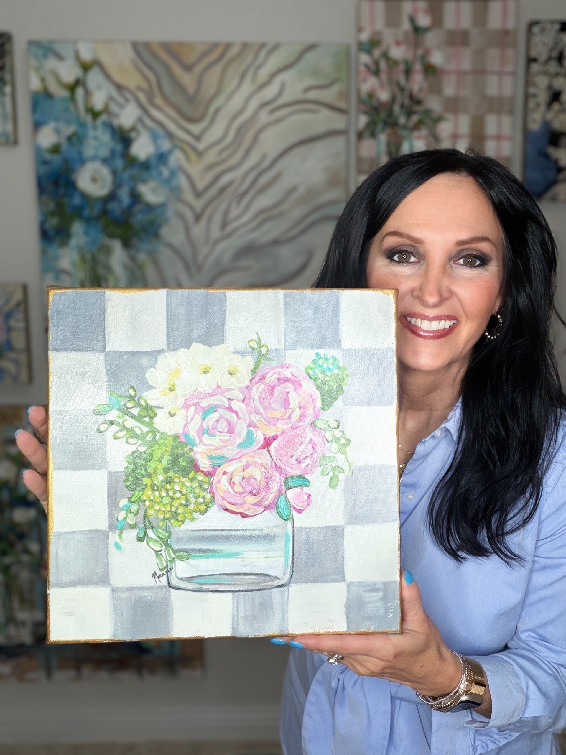 ORIGINAL "Patterns & Petals" Collection #2 of 12 pieces - 12" x 12"
