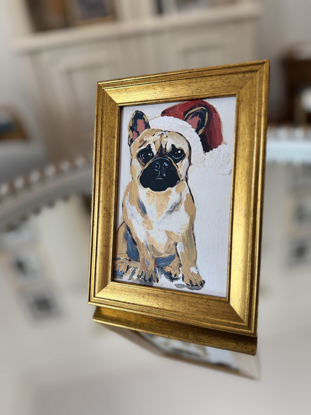 "The Frenchie who stole Christmas": Mini-Me framed print