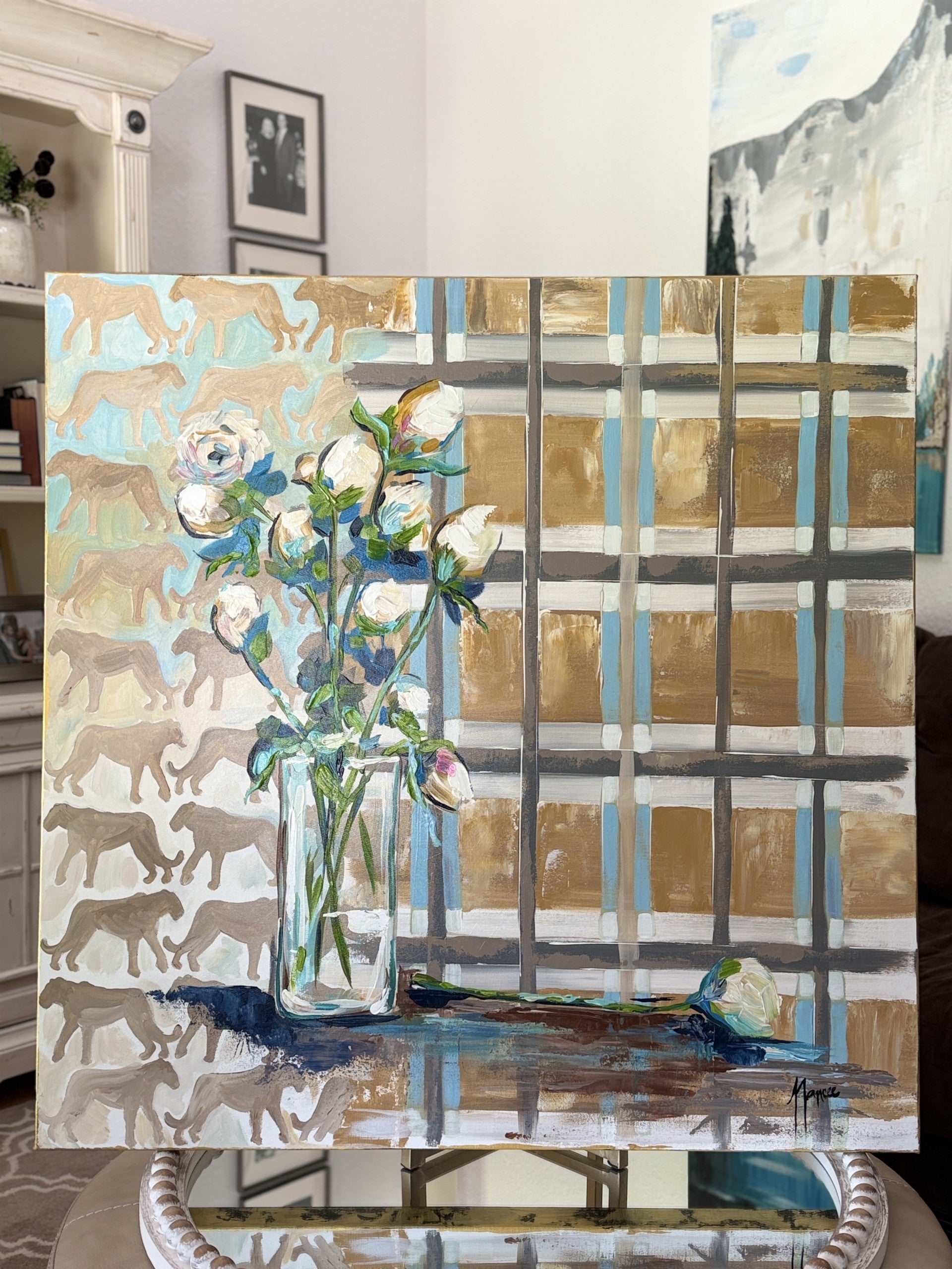 ORIGINAL "Patterns & Petals" Collection #6 of 12 pieces, Size: 36" x 36"
