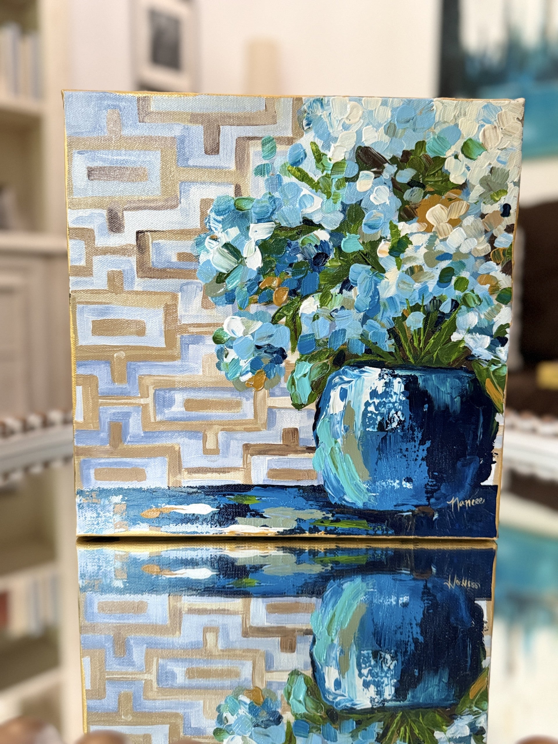 ORIGINAL "Patterns & Petals" Collection #10 of 12 pieces, Size: 12" x 12"