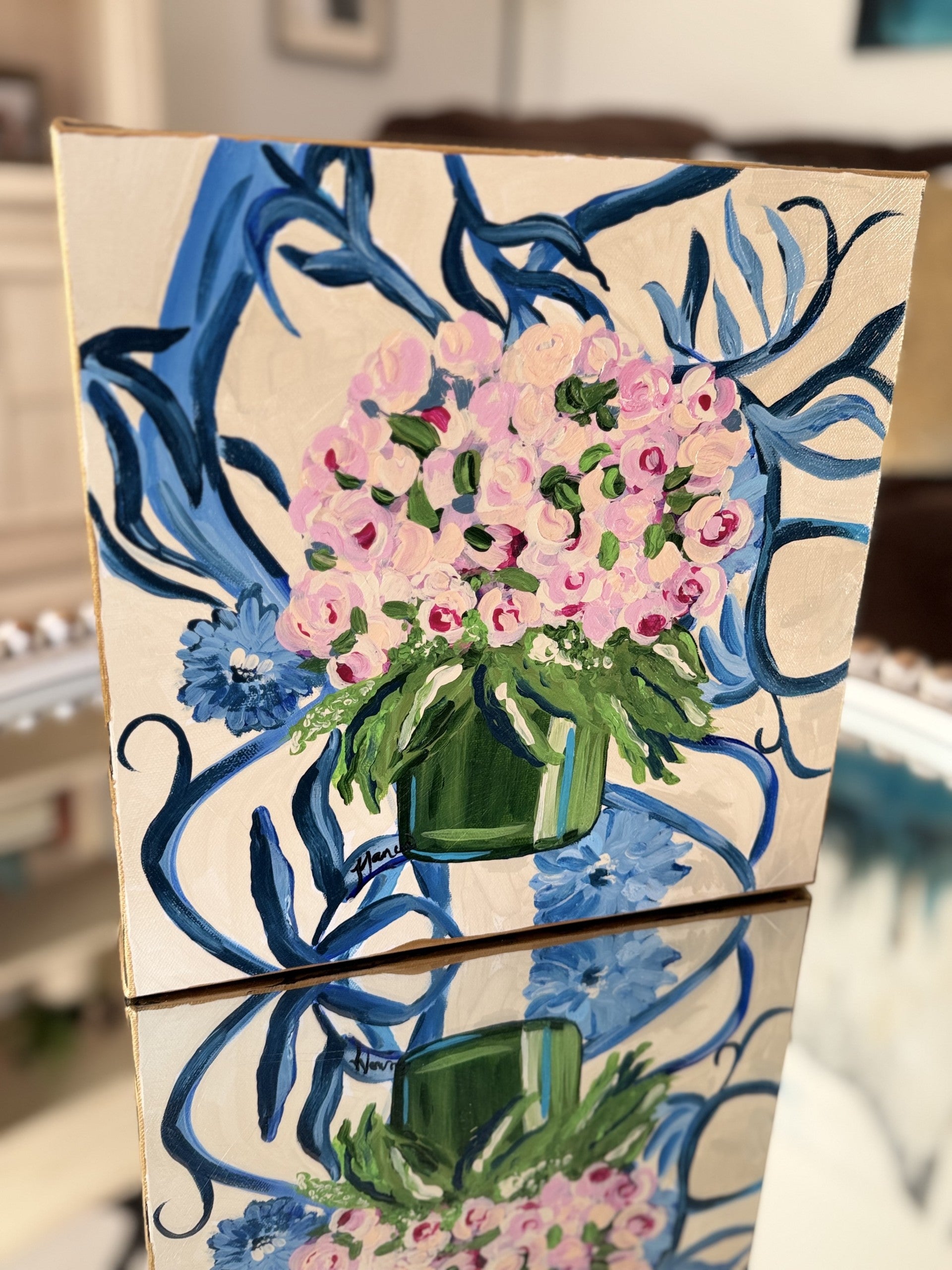 ORIGINAL - "Patterns & Petals" collection - #3 of 12 pieces Size: 12" x 12"