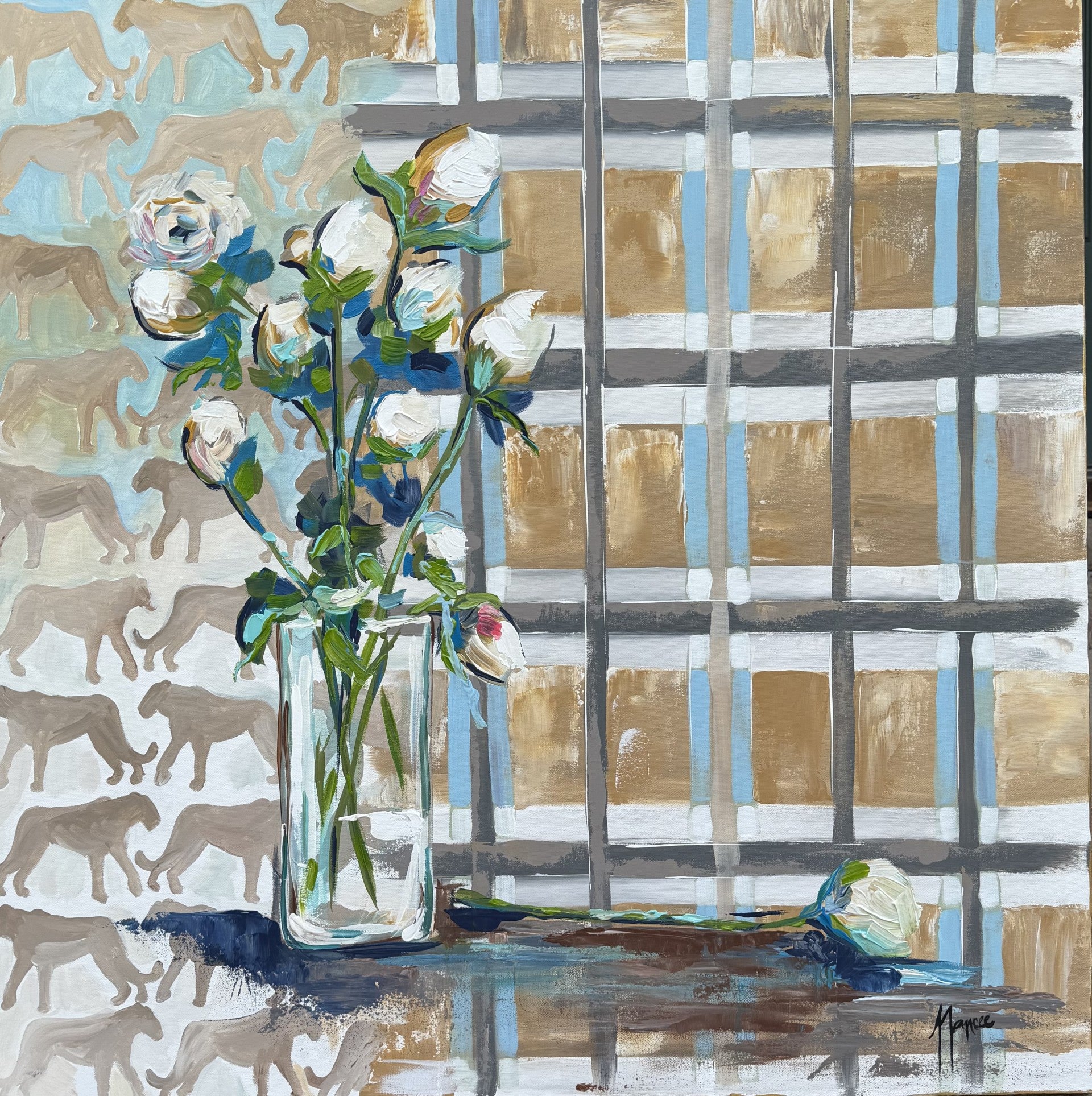 ORIGINAL "Patterns & Petals" Collection #6 of 12 pieces, Size: 36" x 36"