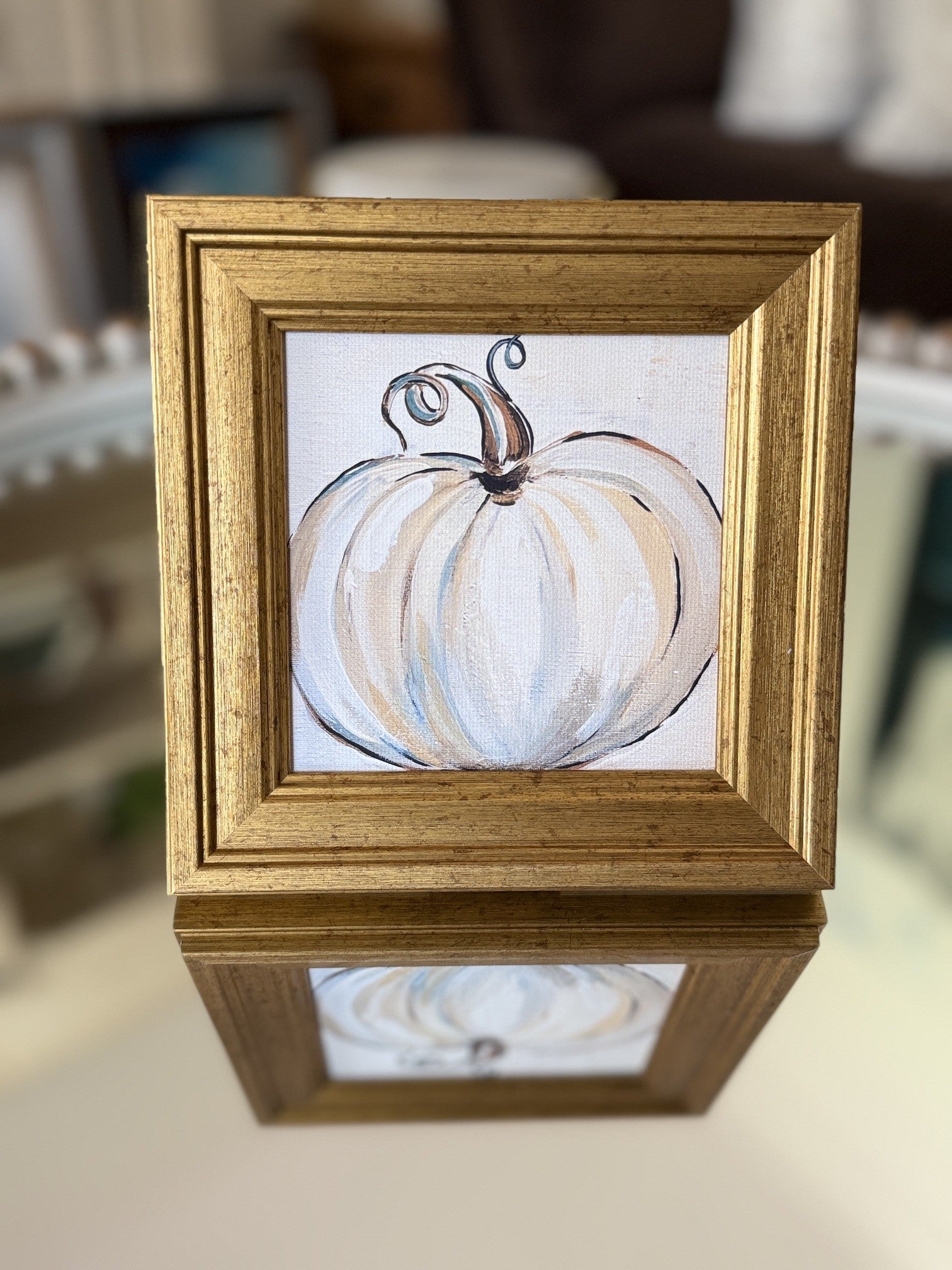 Mini-Me Framed Art: : Pumpkin in Neutral