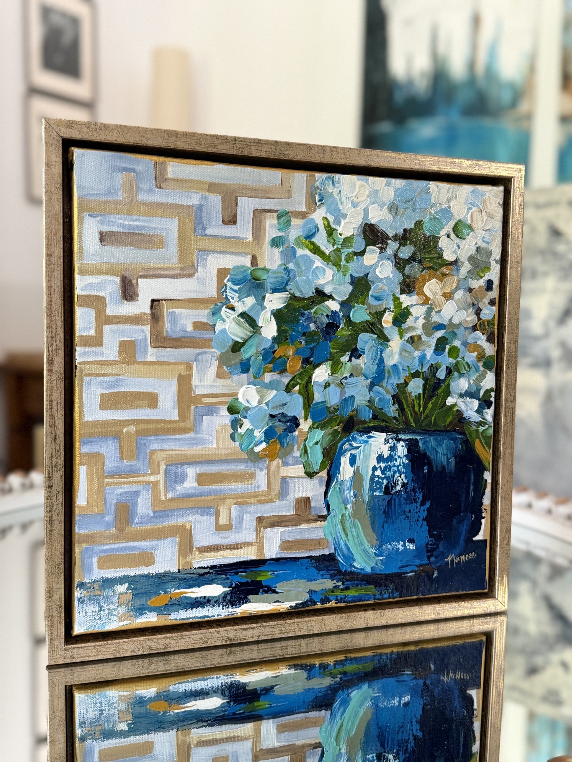 ORIGINAL "Patterns & Petals" Collection #10 of 12 pieces, Size: 12" x 12" FRAMED