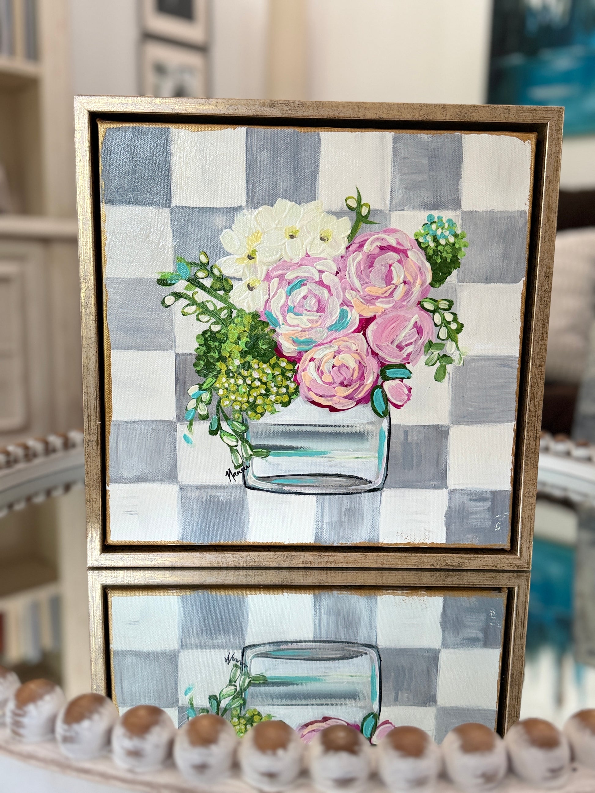 ORIGINAL "Patterns & Petals" Collection #2 of 12 pieces - 12" x 12" FRAMED!