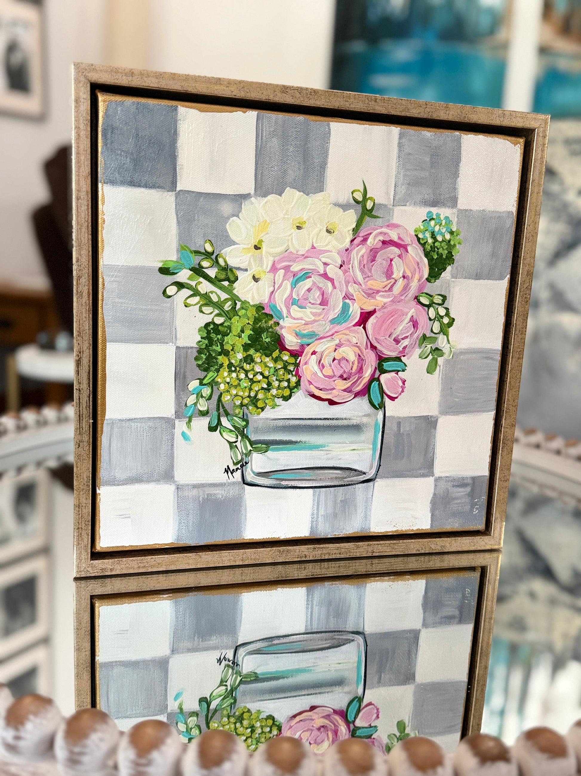ORIGINAL "Patterns & Petals" Collection #2 of 12 pieces - 12" x 12" FRAMED!
