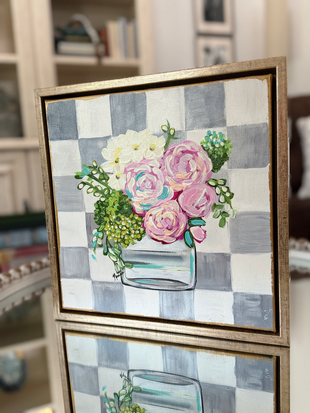 ORIGINAL "Patterns & Petals" Collection #2 of 12 pieces - 12" x 12" FRAMED!