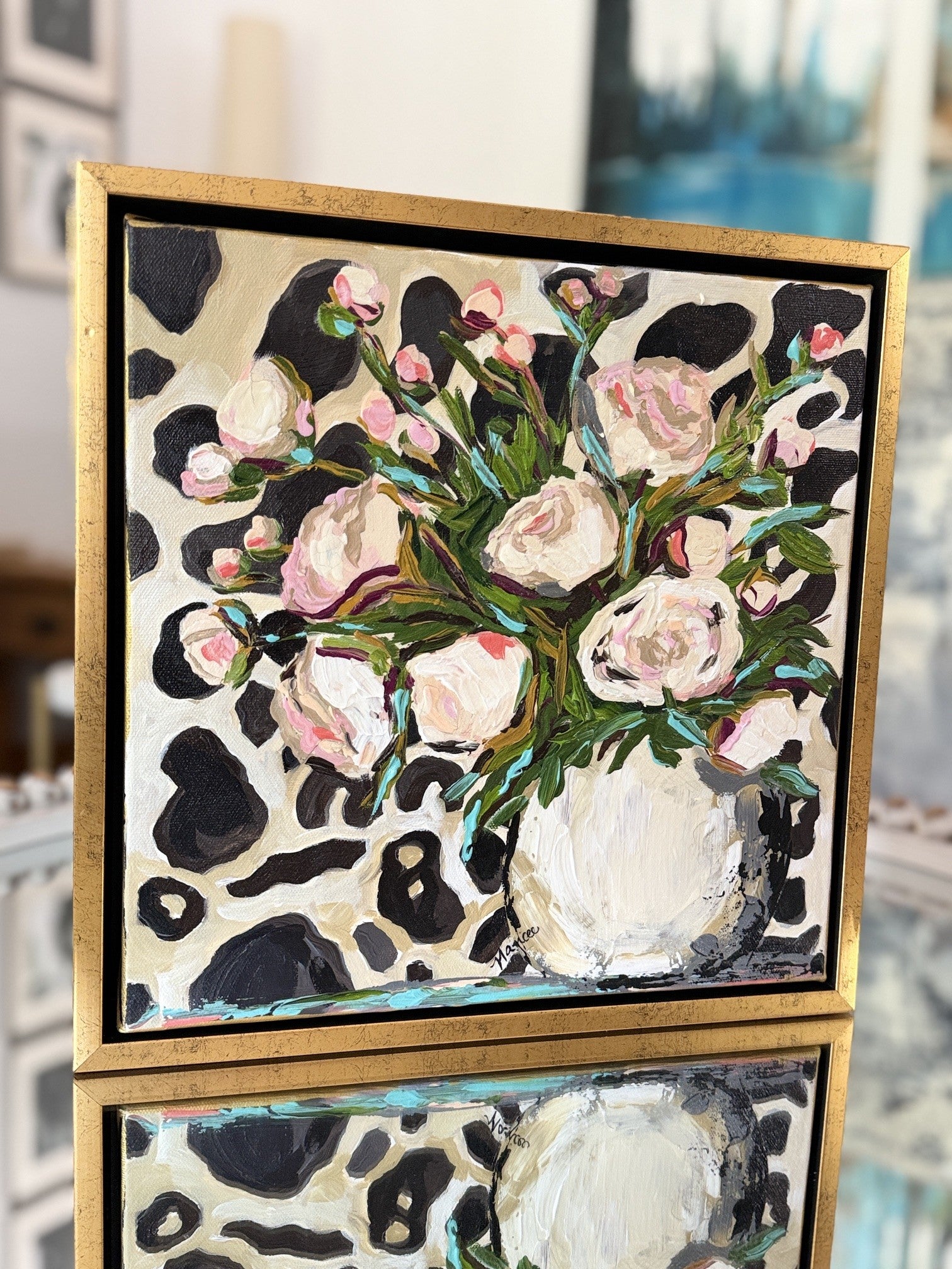 ORIGINAL "Patterns & Petals" Collection #11 of 12 pieces, Size: 12" x 12" FRAMED