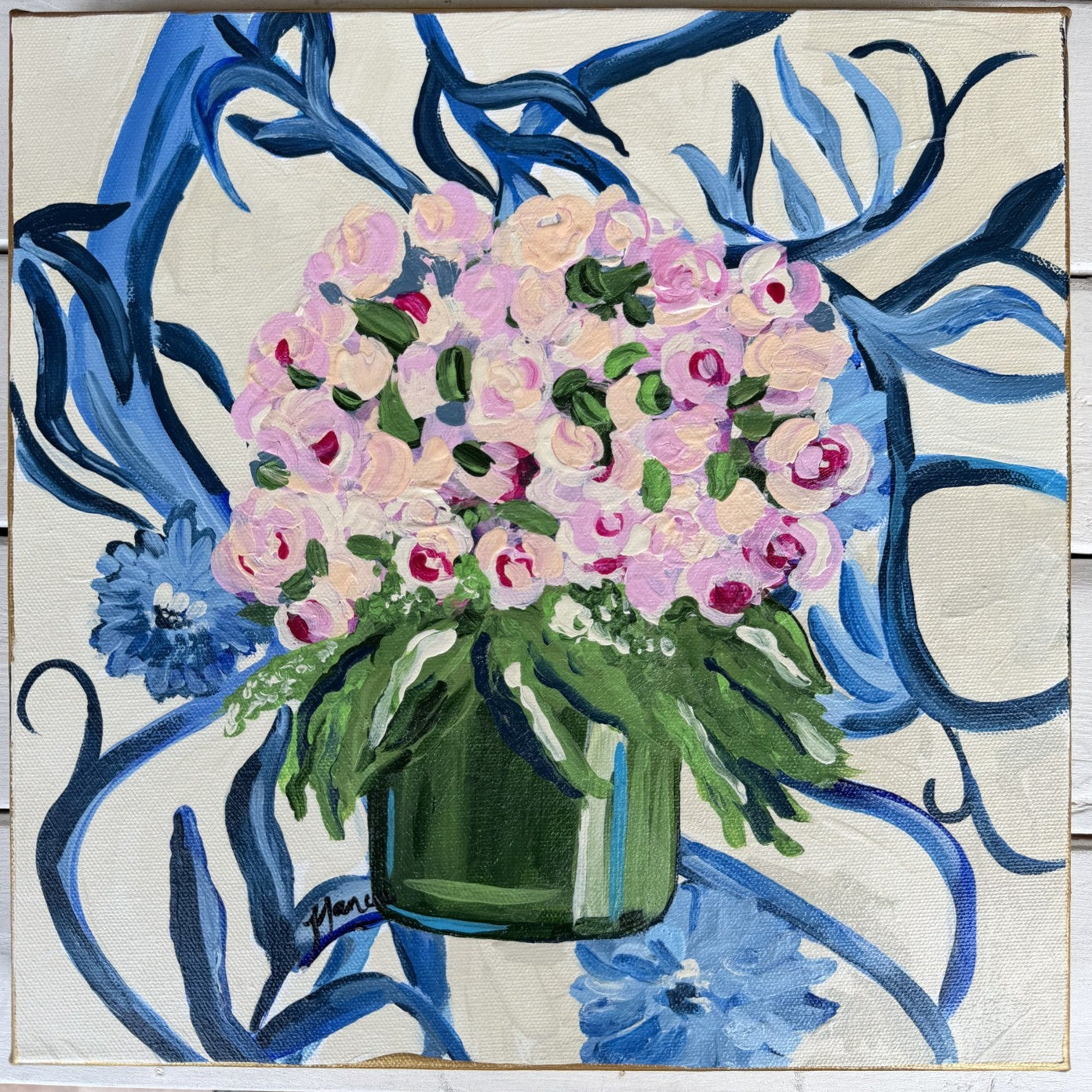 ORIGINAL - "Patterns & Petals" collection - #3 of 12 pieces Size: 12" x 12"