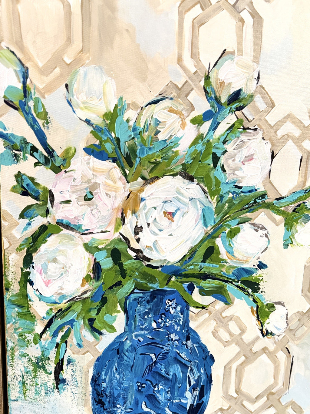 ORIGINAL "Patterns & Petals" Collection #7 of 12 pieces, Size: 24" x 30" with FRAME