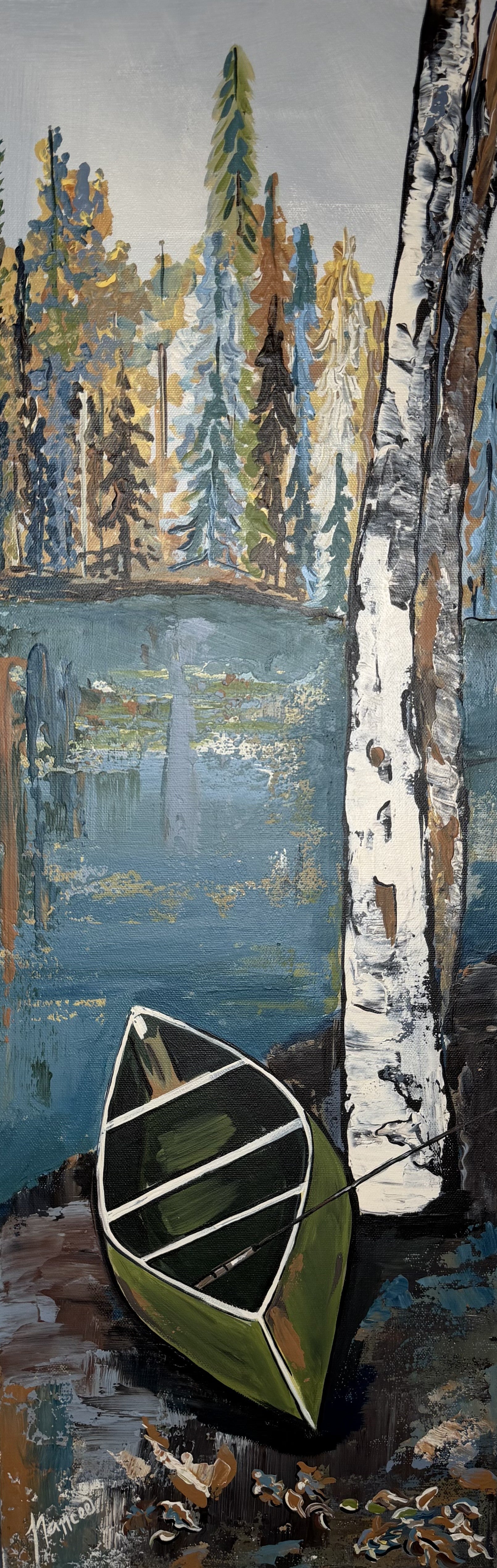"Up a Tree without a Paddle" 10" x 30" - ORIGINAL ART!