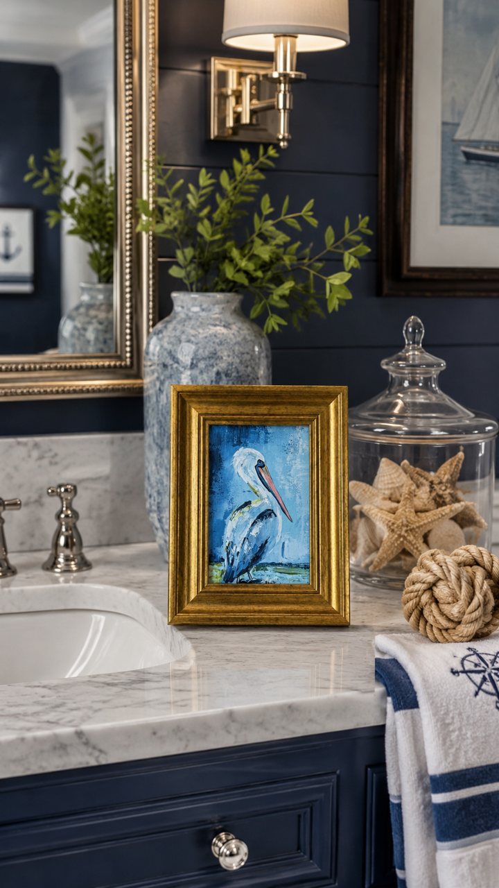 Mini-Me Framed Art "Pelican Blues"- 4"x6"