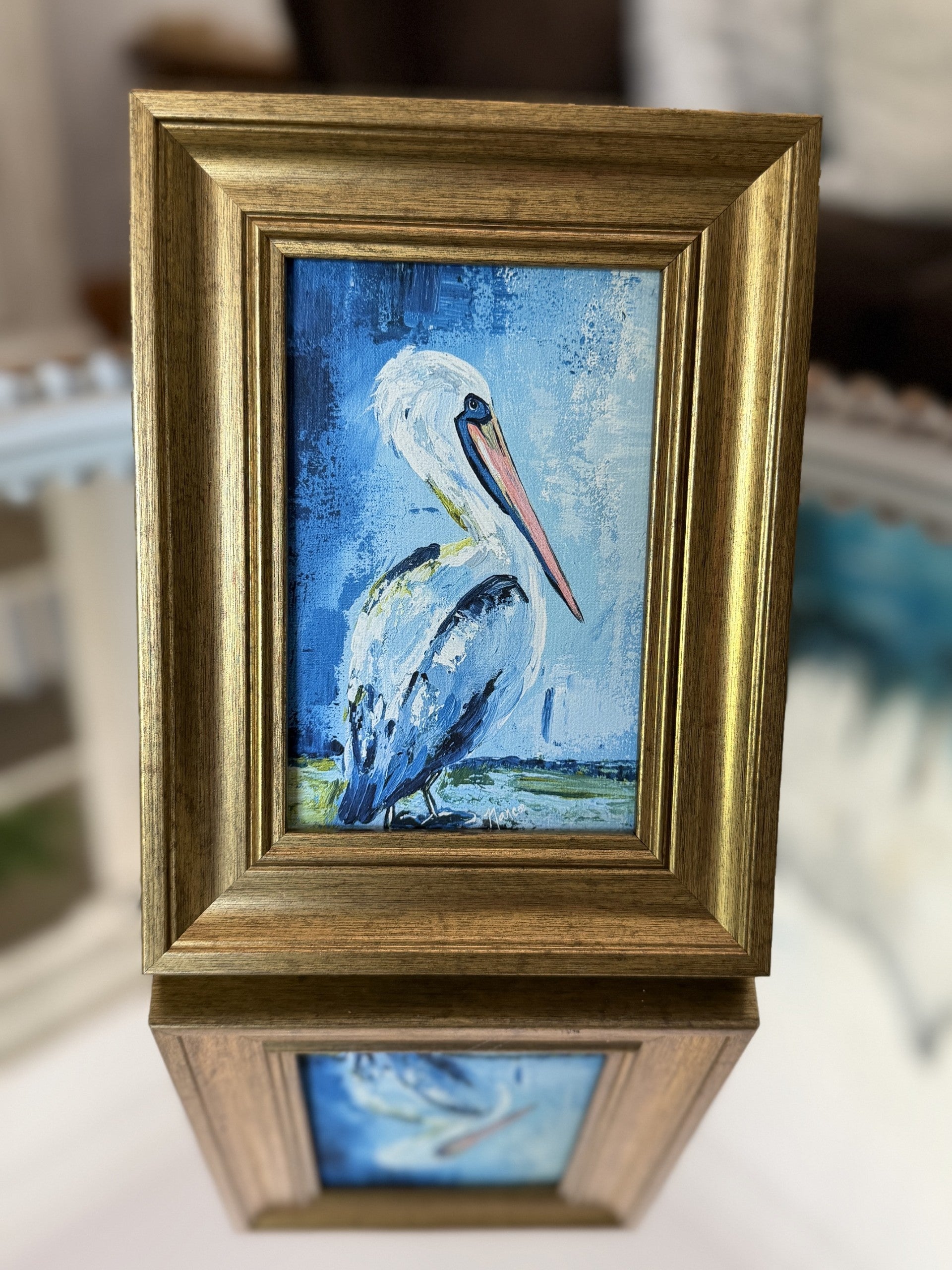Mini-Me Framed Art "Pelican Blues"- 4"x6"
