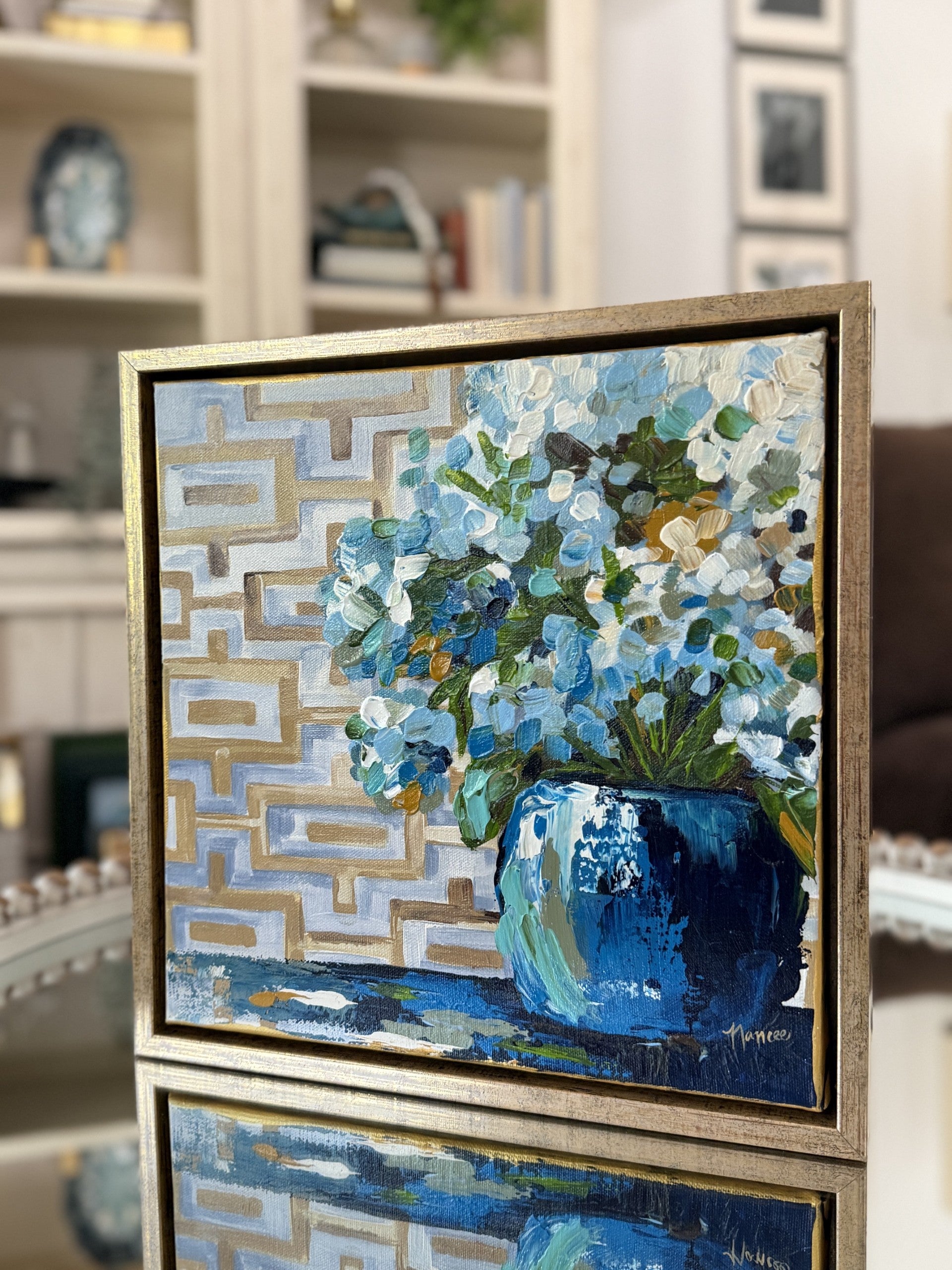 ORIGINAL "Patterns & Petals" Collection #10 of 12 pieces, Size: 12" x 12" FRAMED