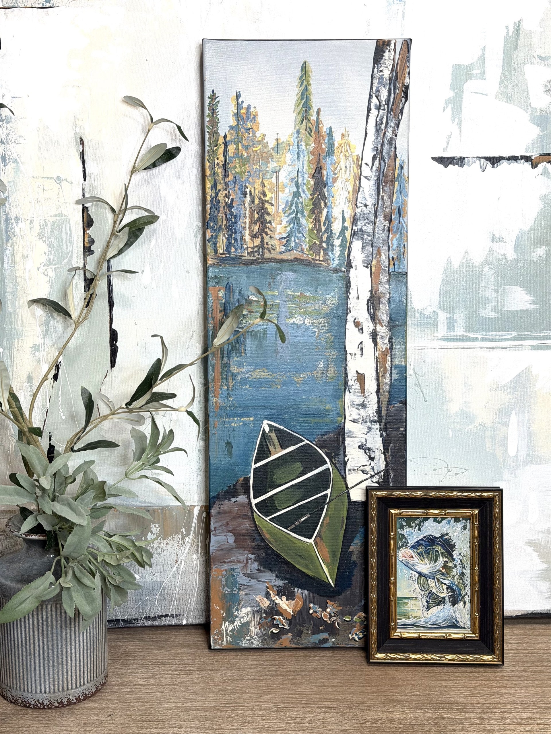"Up a Tree without a Paddle" 10" x 30" - ORIGINAL ART!
