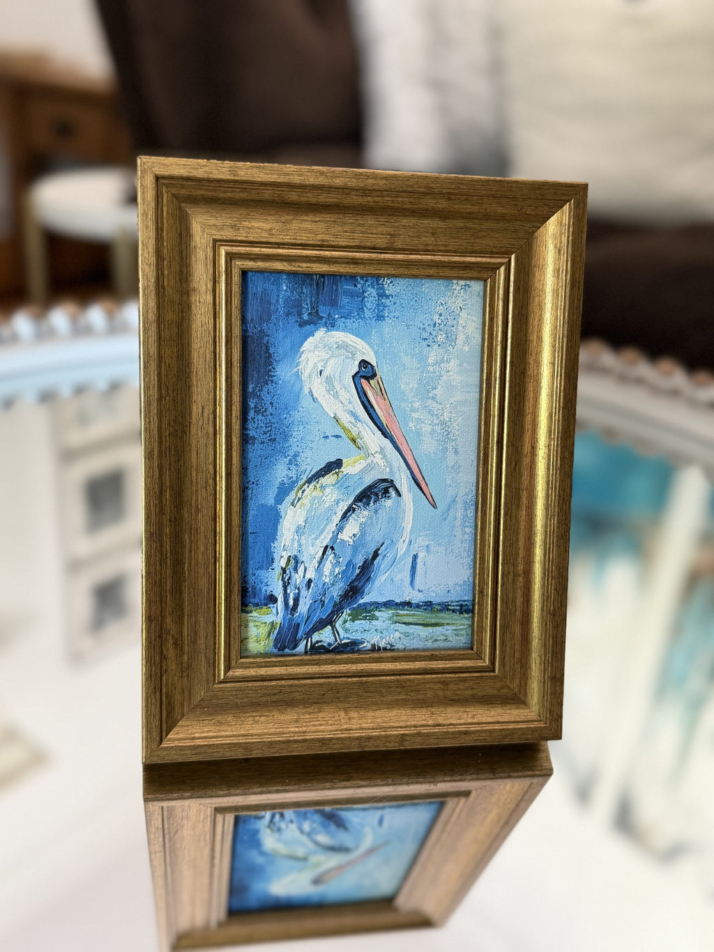 Mini-Me Framed Art "Pelican Blues"- 4"x6"