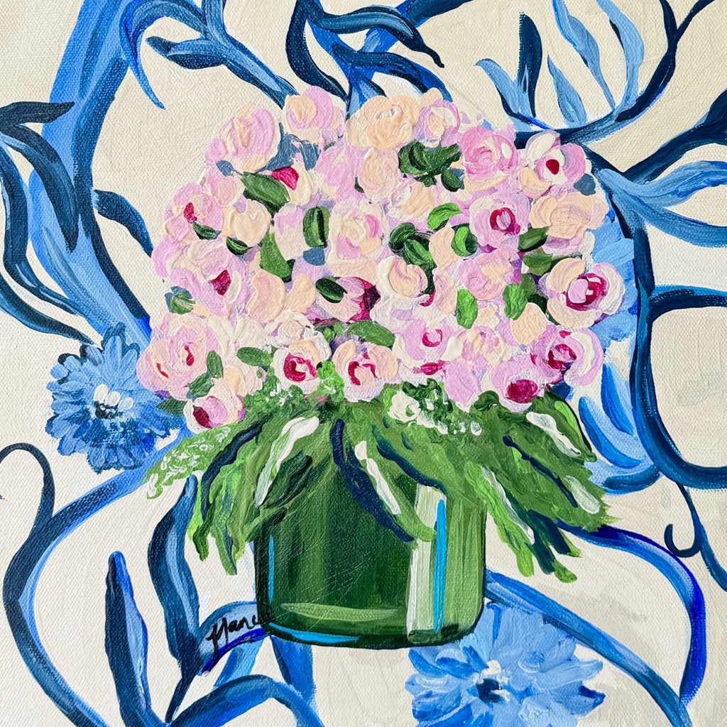 ORIGINAL - "Patterns & Petals" collection - #3 of 12 pieces Size: 12" x 12"