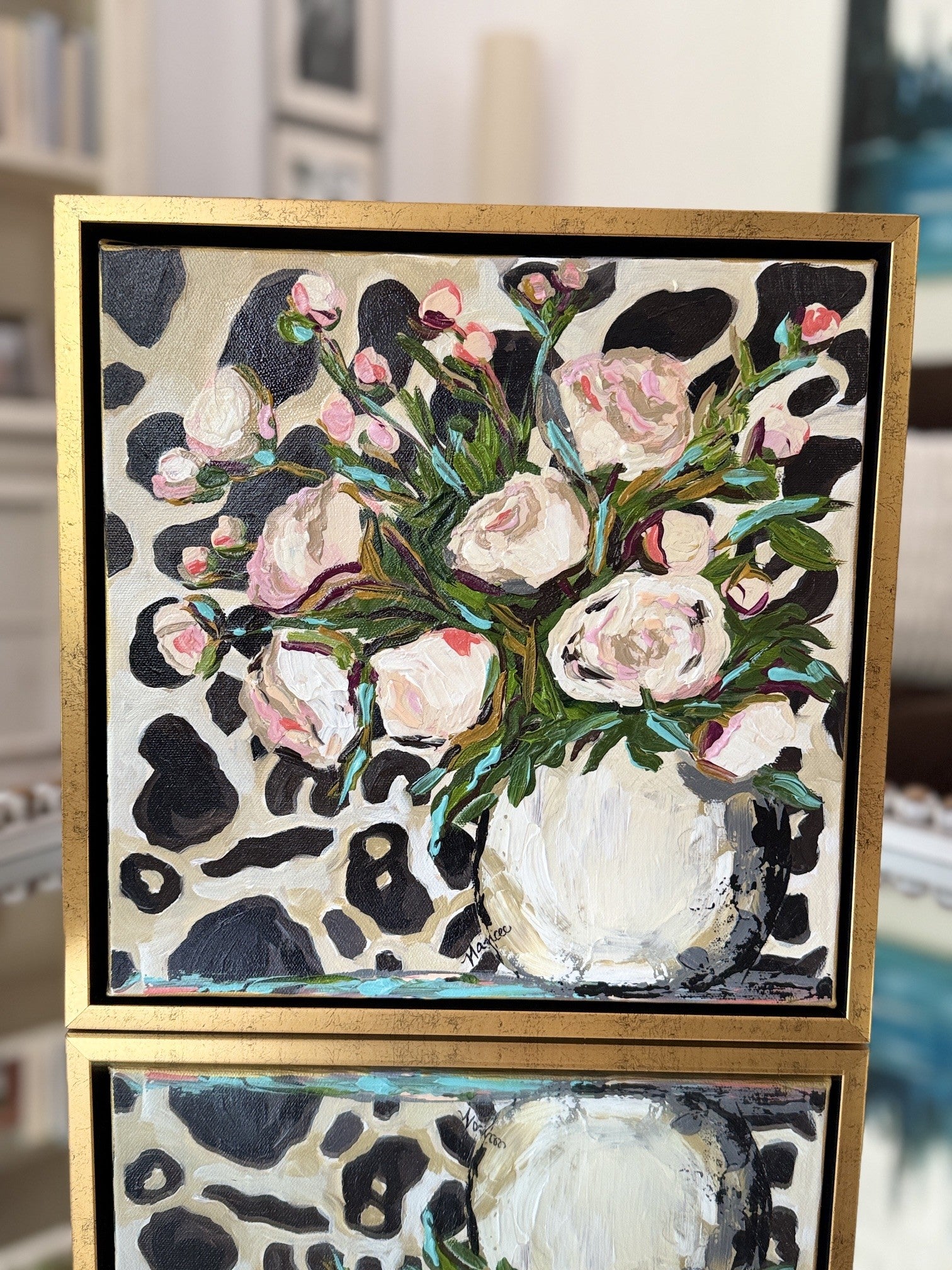ORIGINAL "Patterns & Petals" Collection #11 of 12 pieces, Size: 12" x 12" FRAMED
