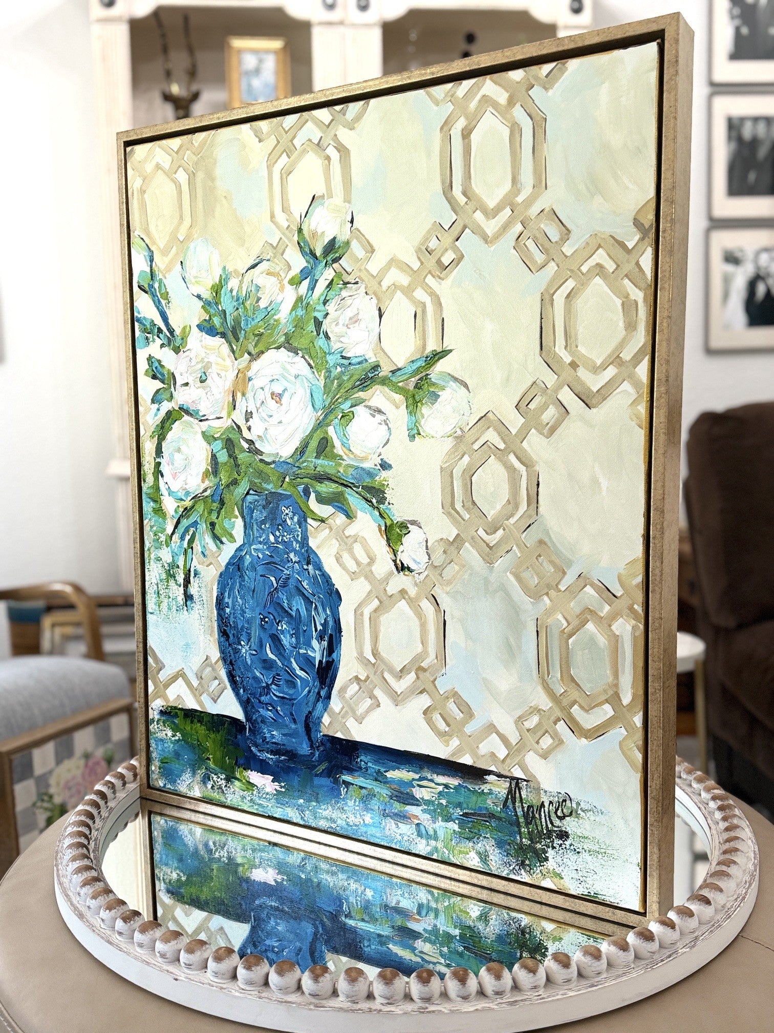 ORIGINAL "Patterns & Petals" Collection #7 of 12 pieces, Size: 24" x 30" with FRAME