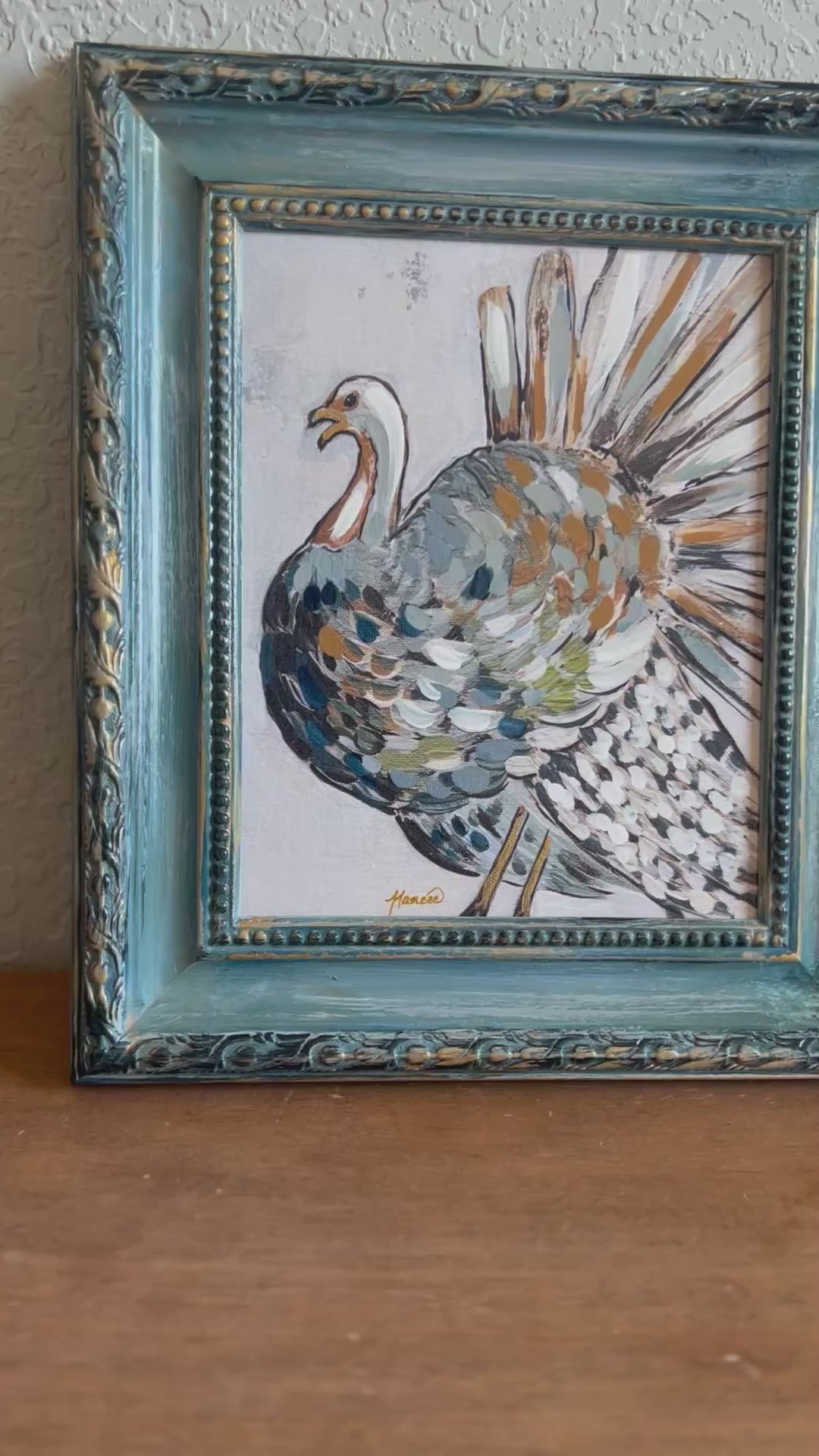 Fancee's Signature Collection: Turkey in Smokey Blue Frame - 14" x 12"