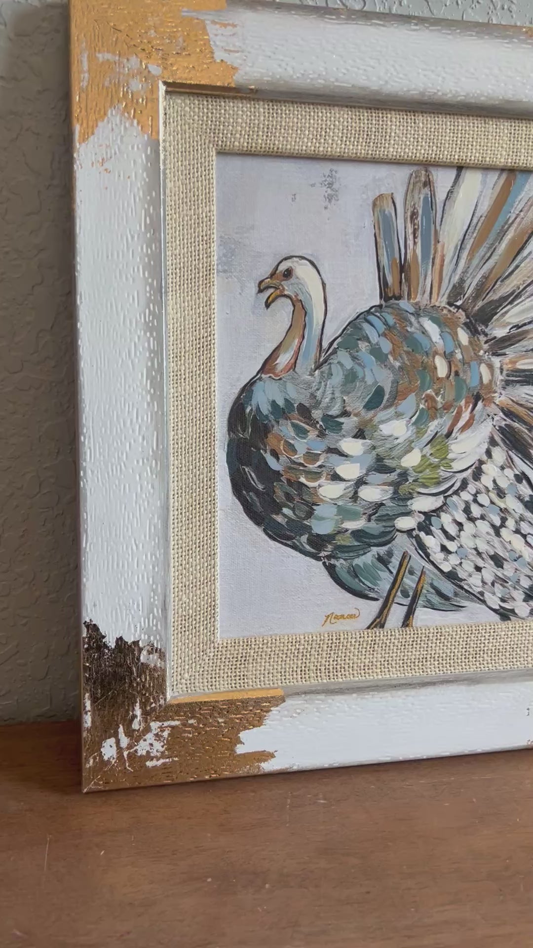 Fancee's Signature Collection: Turkey in White frame - 14.75" x 12.75"