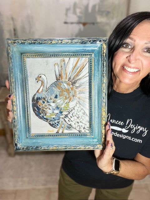 Fancee's Signature Collection: Turkey in Smokey Blue Frame - 14" x 12"