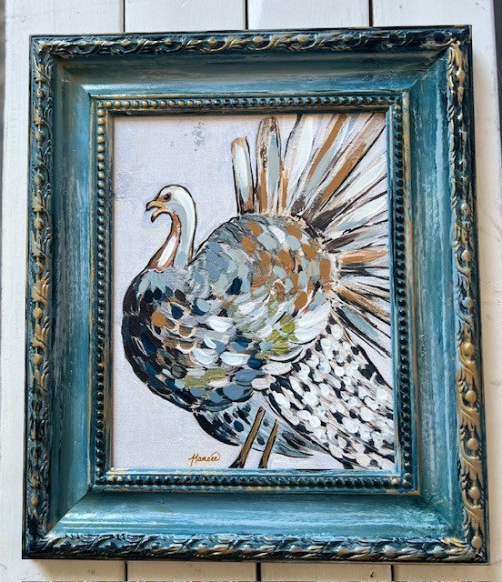 Fancee's Signature Collection: Turkey in Smokey Blue Frame - 14" x 12"