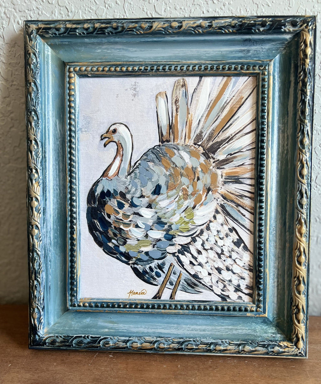 Fancee's Signature Collection: Turkey in Smokey Blue Frame - 14" x 12"