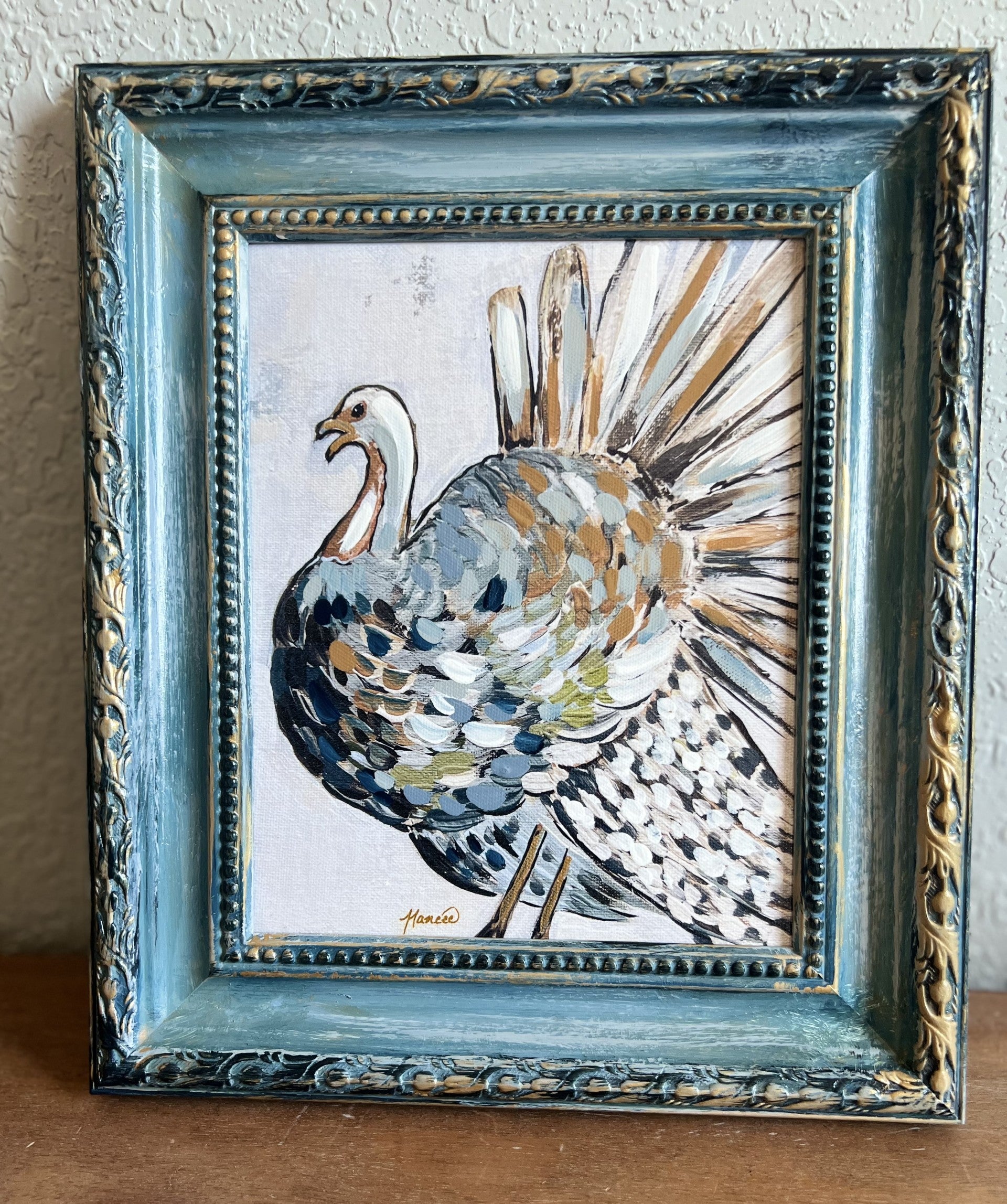 Fancee's Signature Collection: Turkey in Smokey Blue Frame - 14" x 12"