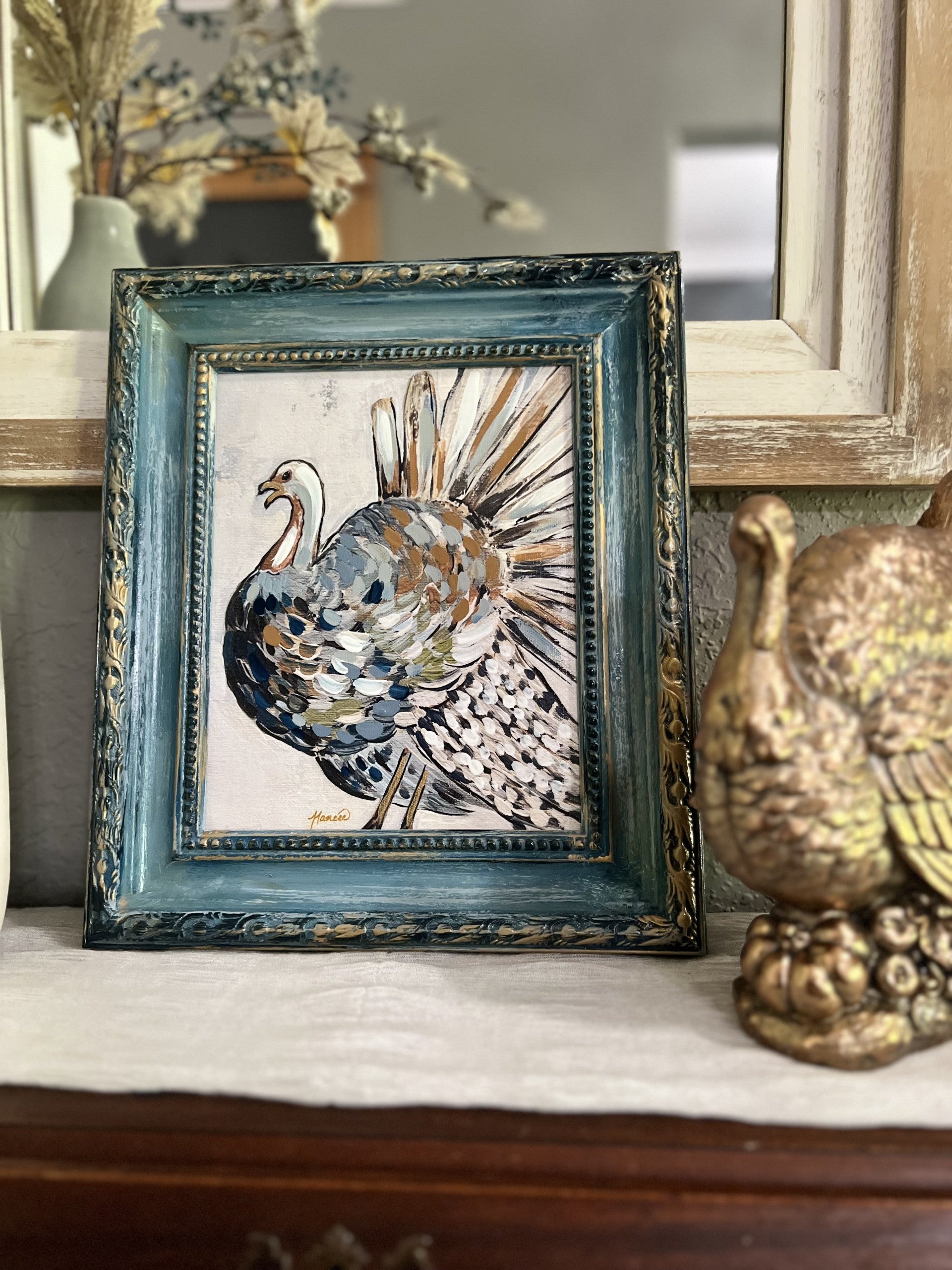 Fancee's Signature Collection: Turkey in Smokey Blue Frame - 14" x 12"