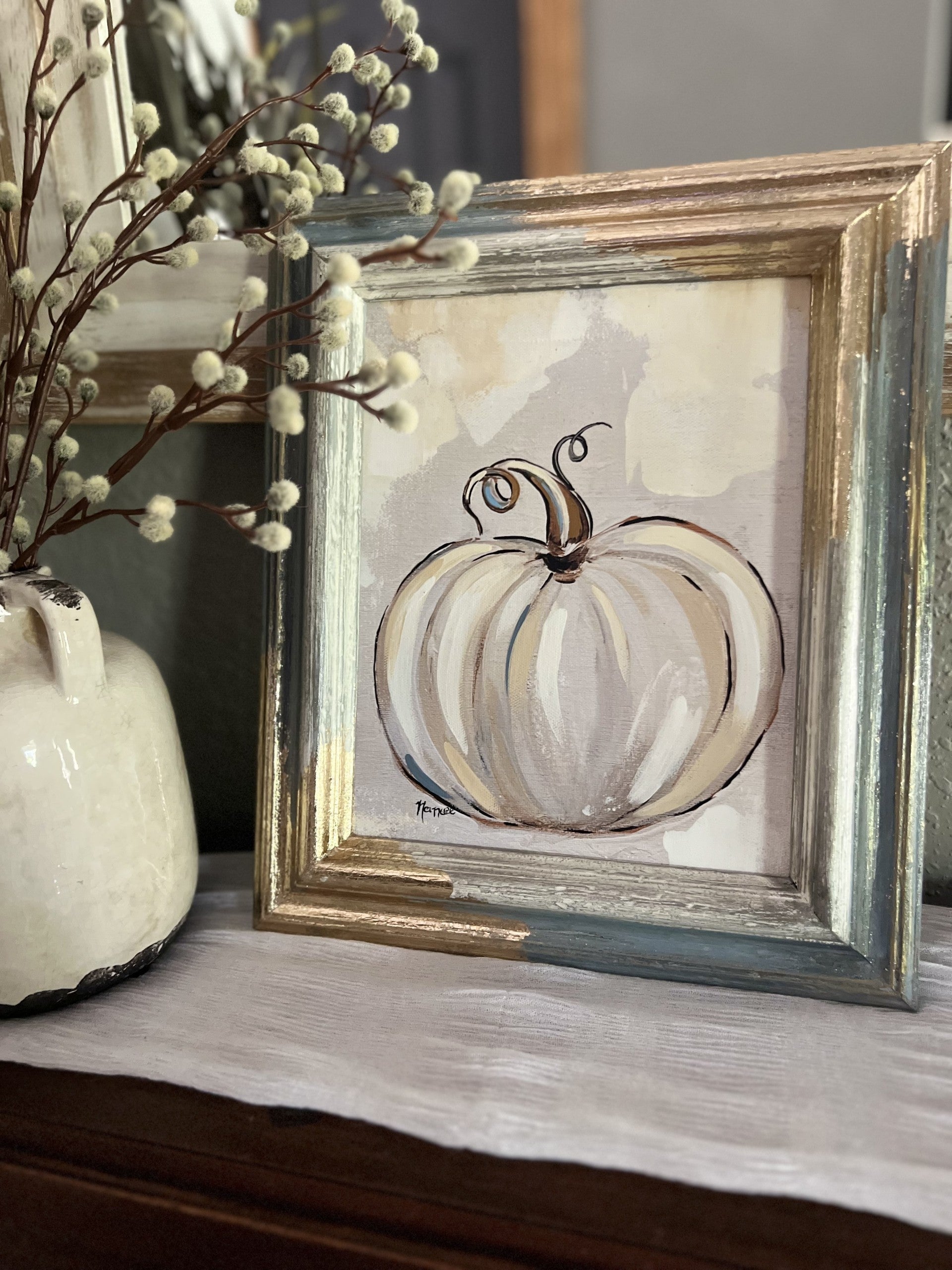 Fancee's Signature Collection: Pumpkin Blue Frame - 13.5" x 11.5"