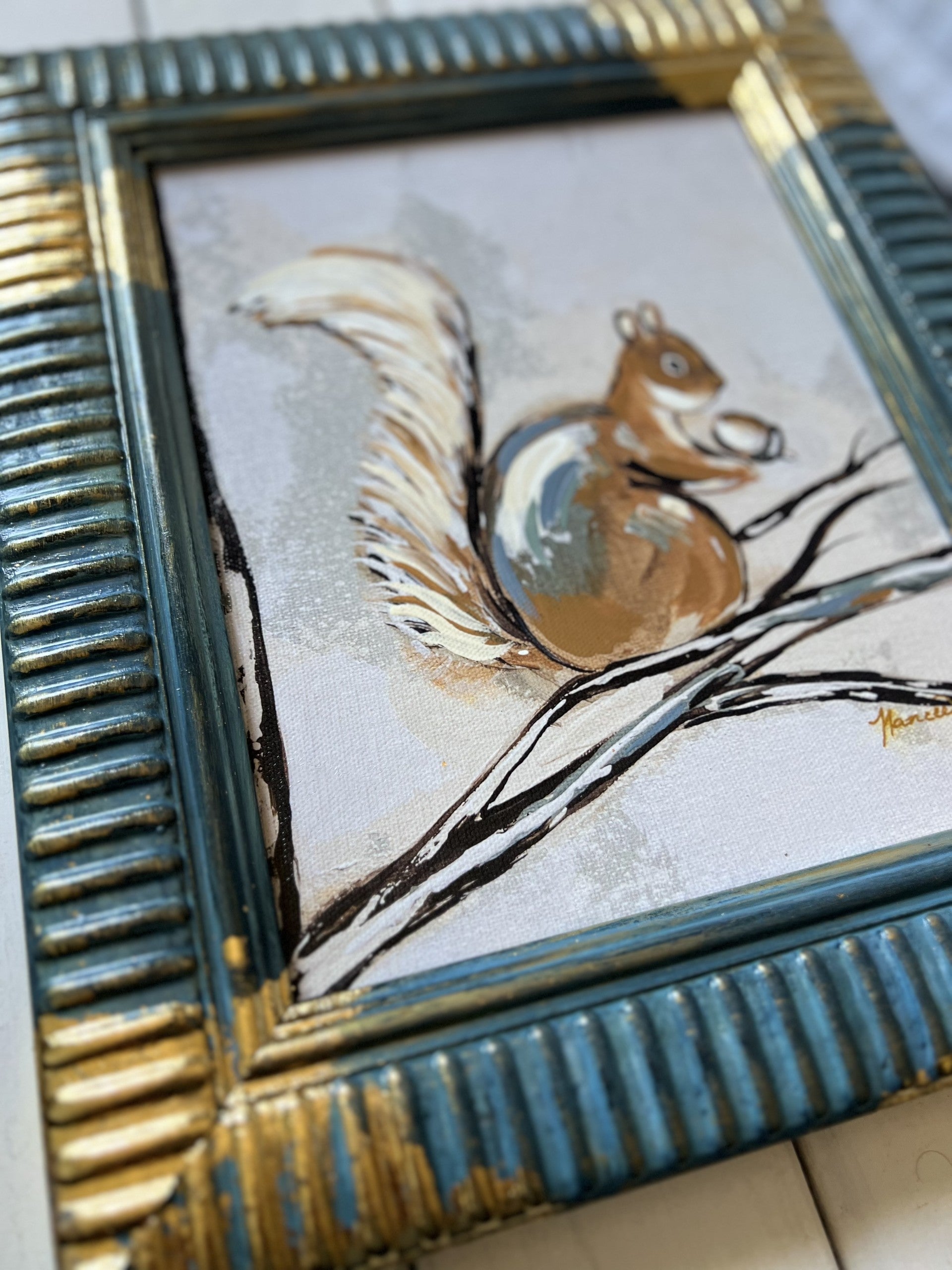 Fancee's Signature Collection: Squirrel Blue Frame - 13.5" x 11.5"