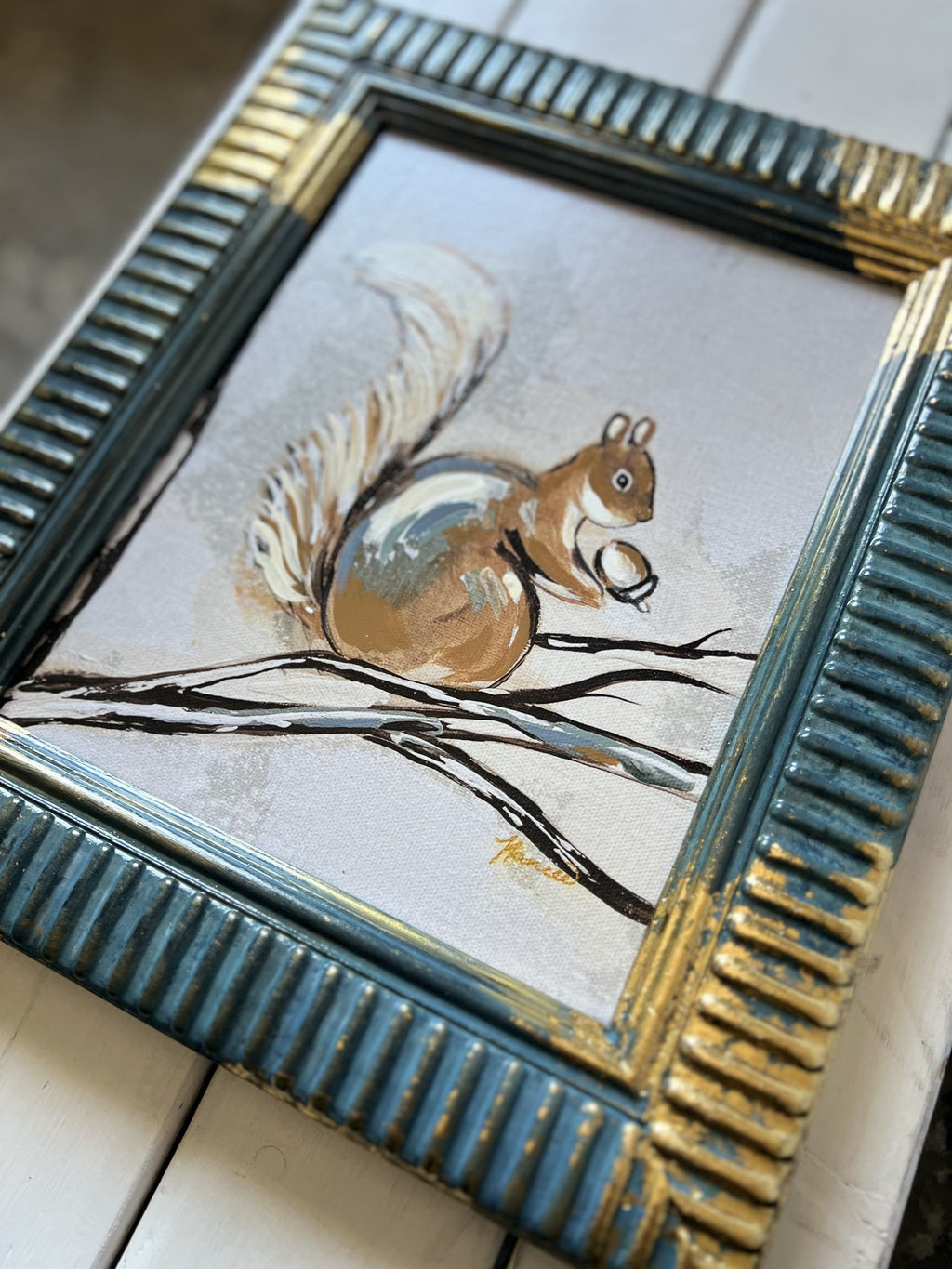 Fancee's Signature Collection: Squirrel Blue Frame - 13.5" x 11.5"