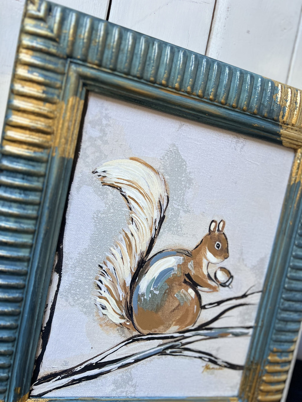 Fancee's Signature Collection: Squirrel Blue Frame - 13.5" x 11.5"