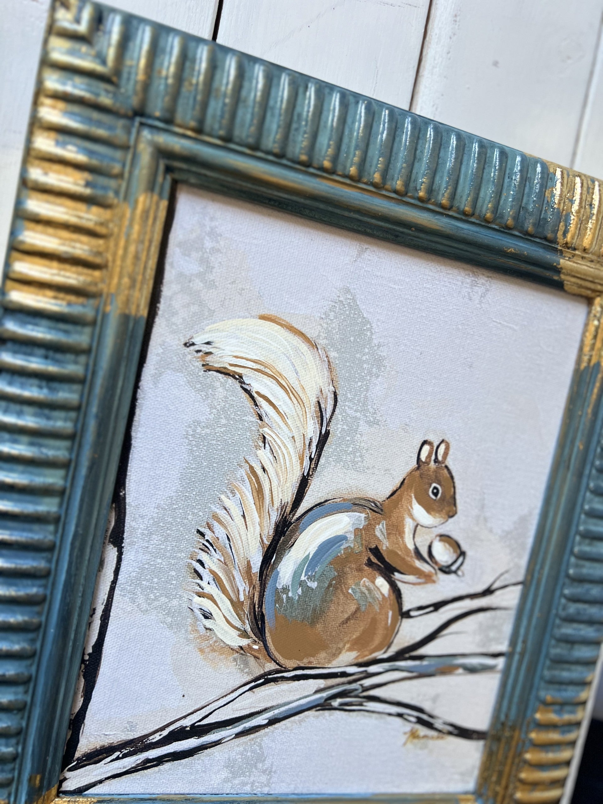 Fancee's Signature Collection: Squirrel Blue Frame - 13.5" x 11.5"