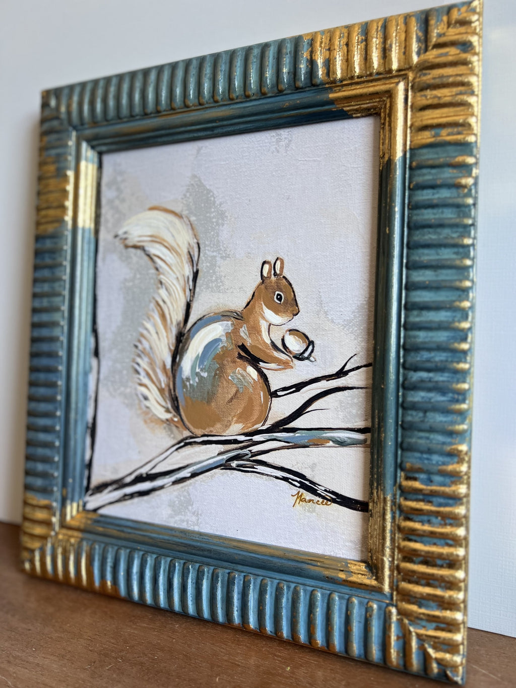 Fancee's Signature Collection: Squirrel Blue Frame - 13.5" x 11.5"