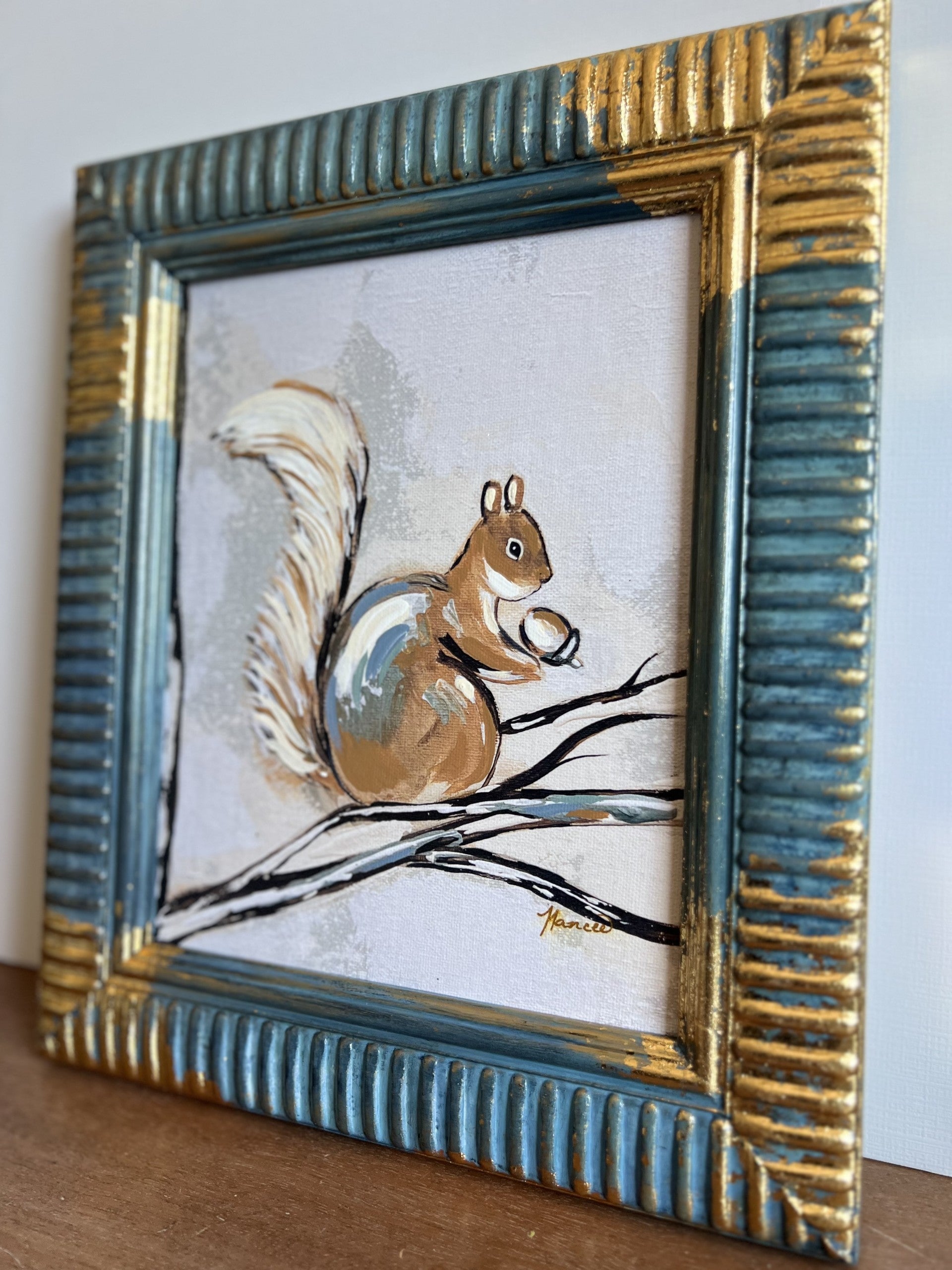 Fancee's Signature Collection: Squirrel Blue Frame - 13.5" x 11.5"