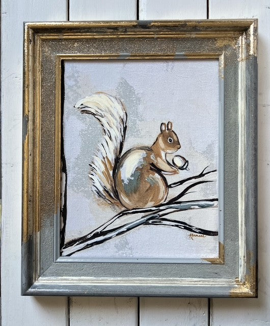 Fancee's Signature Collection: Squirrel in Grey Frame - 13.25" x 11.25"