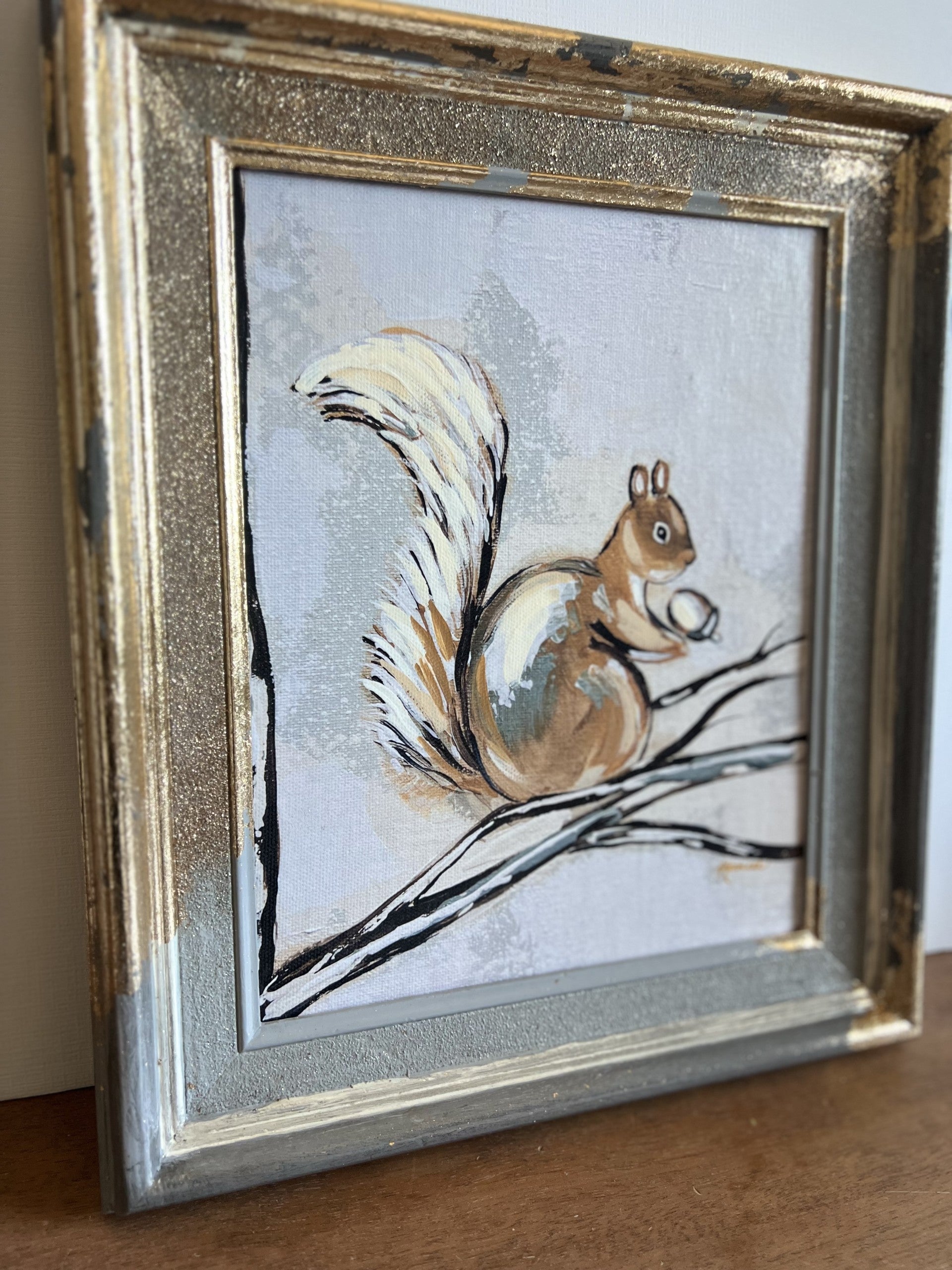 Fancee's Signature Collection: Squirrel in Grey Frame - 13.25" x 11.25"