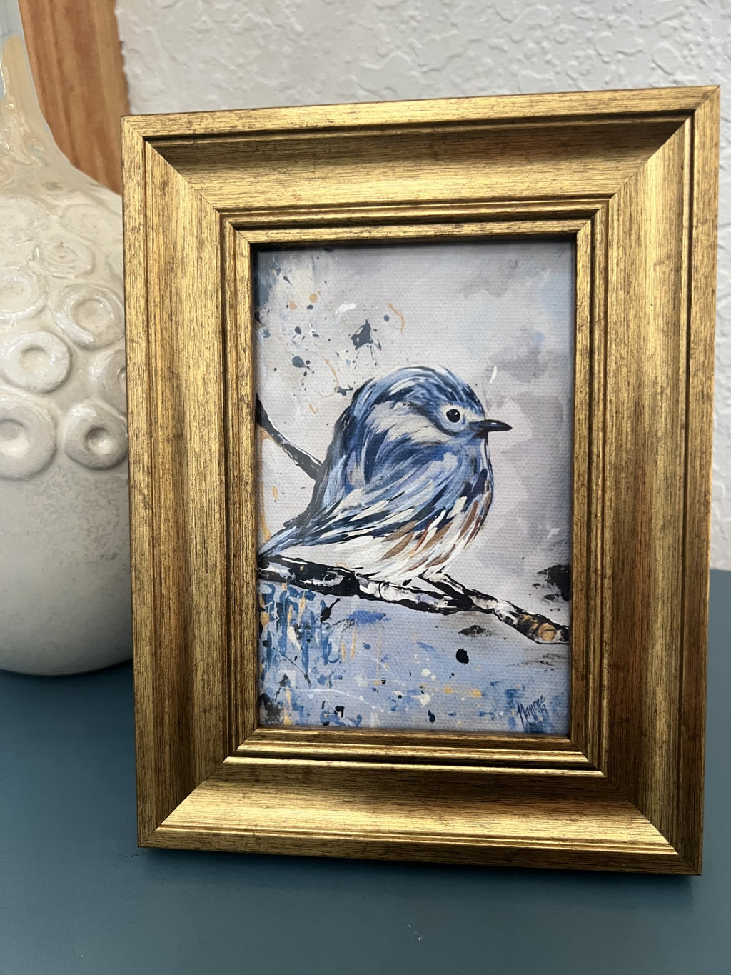 Mini-Me Framed Art: "Little Blue" 4" x 6"