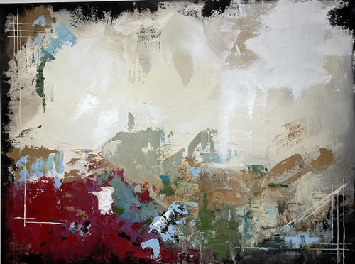 "A pop of Crimson" Large Abstract Original Art