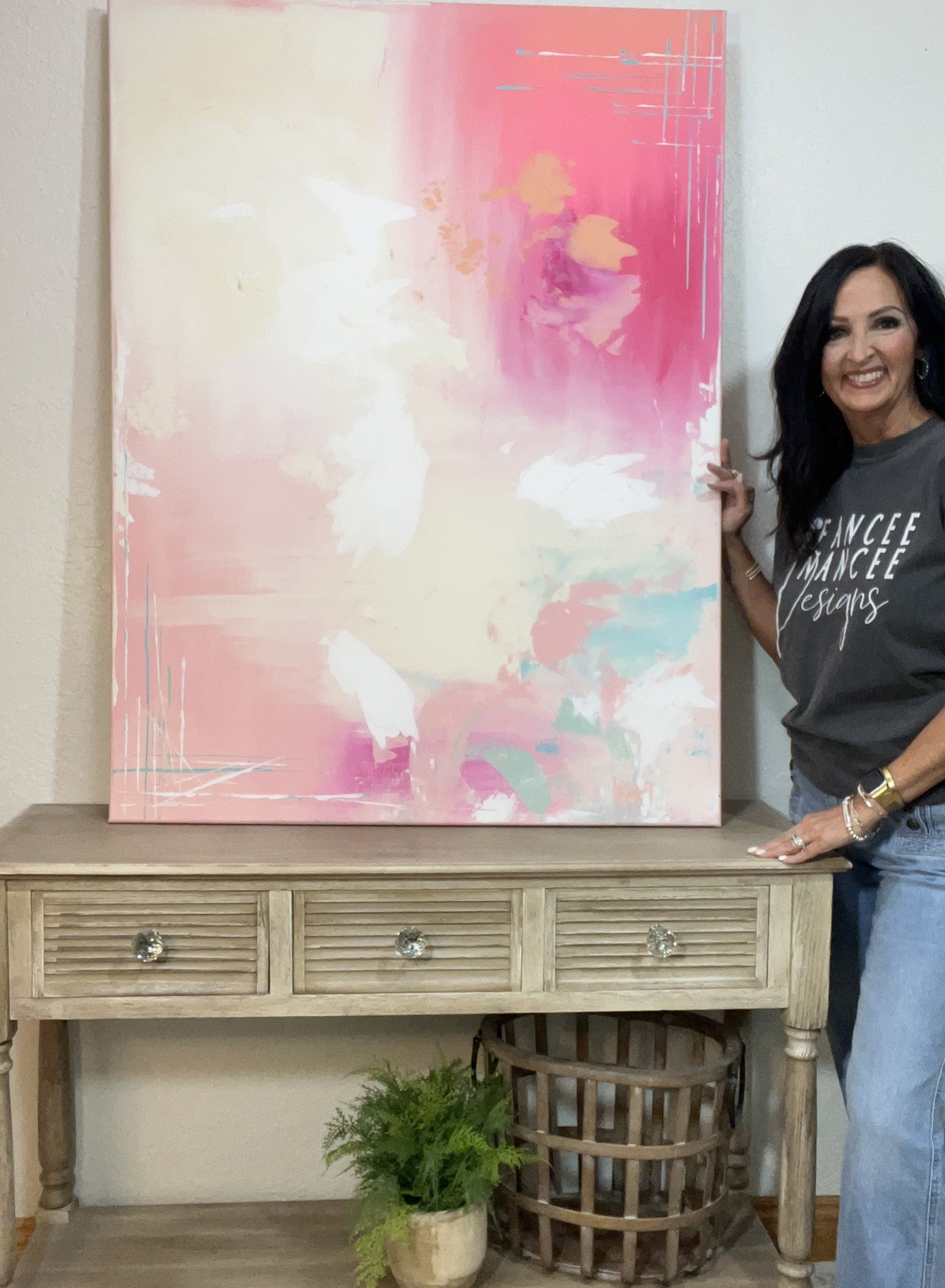 "Pretty in Pinks" Large Abstract Original Art